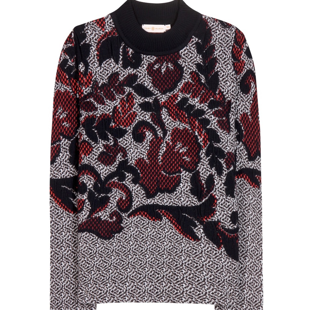 Tory Burch Dahlia Jacquard Floral Sweater